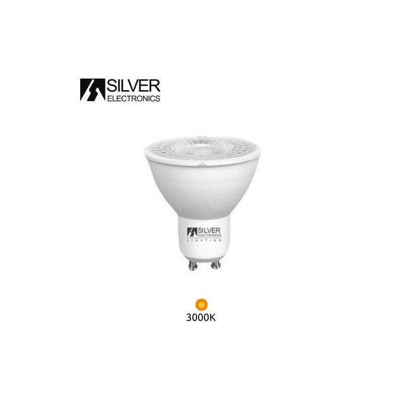 Bombilla Dicroica LED GU10 8w 3000K 700Lm ECONÓMICA 220V SILVER C10