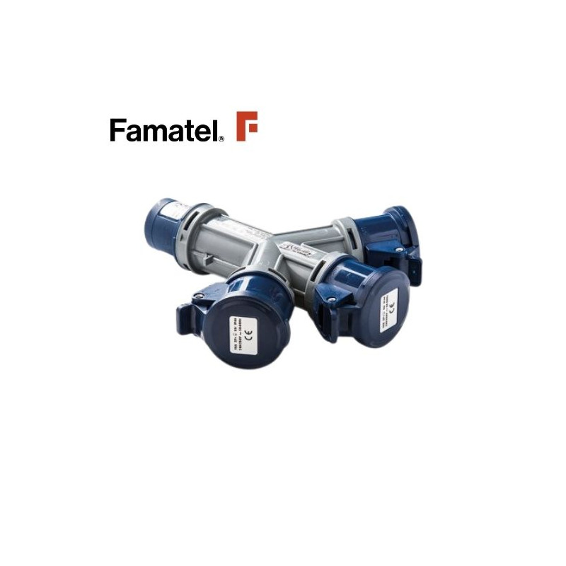 Adaptador CETAC 2P+T 32A 220v a 3 tomas FAMATEL | 2