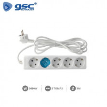 Base 5 Tomas TT 3x1,5mm 3 metros de cable Blanca (B) GSC C1/15