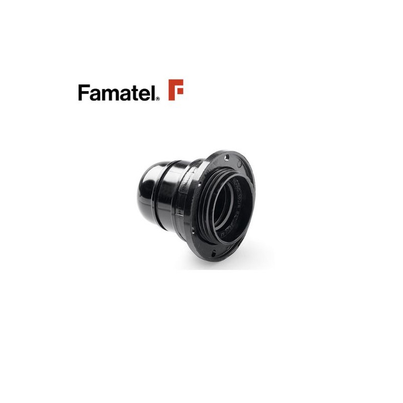 Portalámpara E27 Baquelita con tope y arandela Roscado Negro FAMATEL | 30
