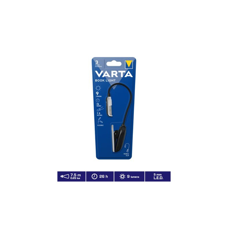 Linterna Lectura LED Book Light 9Lm (Funciona con 2 pilas CR2032 incluidas) VARTA