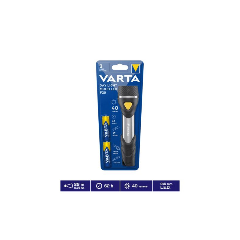 Linterna Day Light Multi LED F20 40Lm (Funciona con 2 pilas AA incluidas) VARTA