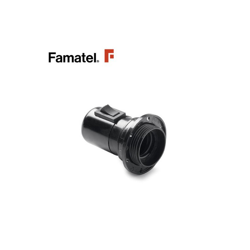 Portalámpara E27 Baquelita con Interruptor Roscado Negro FAMATEL
