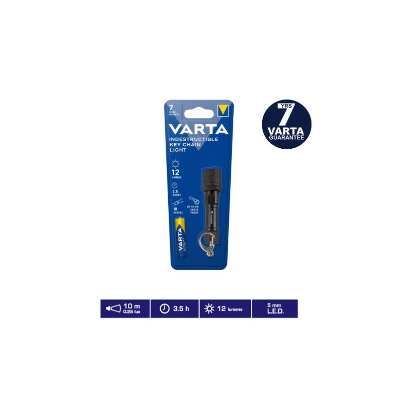 Linterna Indestructible Led Llavero 12Lm (Funciona con 1 pila AAA incluida) VARTA