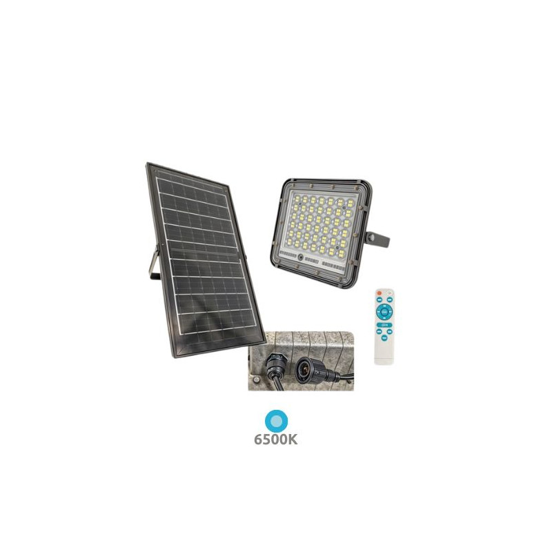 Proyector Solar Exterior 50w 6500K 720Lm Batería + mando Gris SILVER ÚLTIMAS UNIDADES