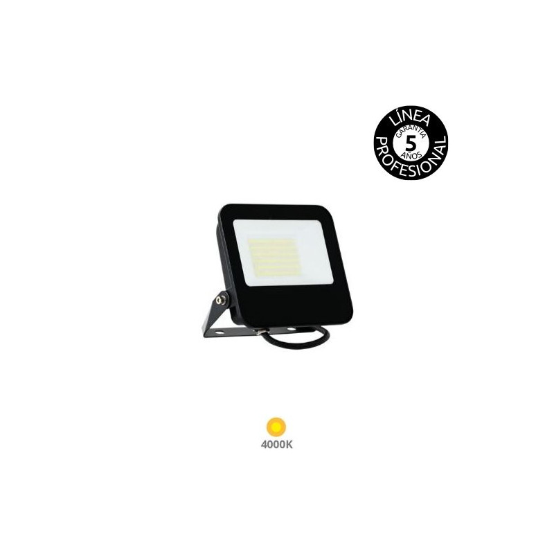 Proyector LED 50W 4000K 8750Lm Negro c/conector IP65 FORGE PRO+ Profesional 5 años garantía SILVER