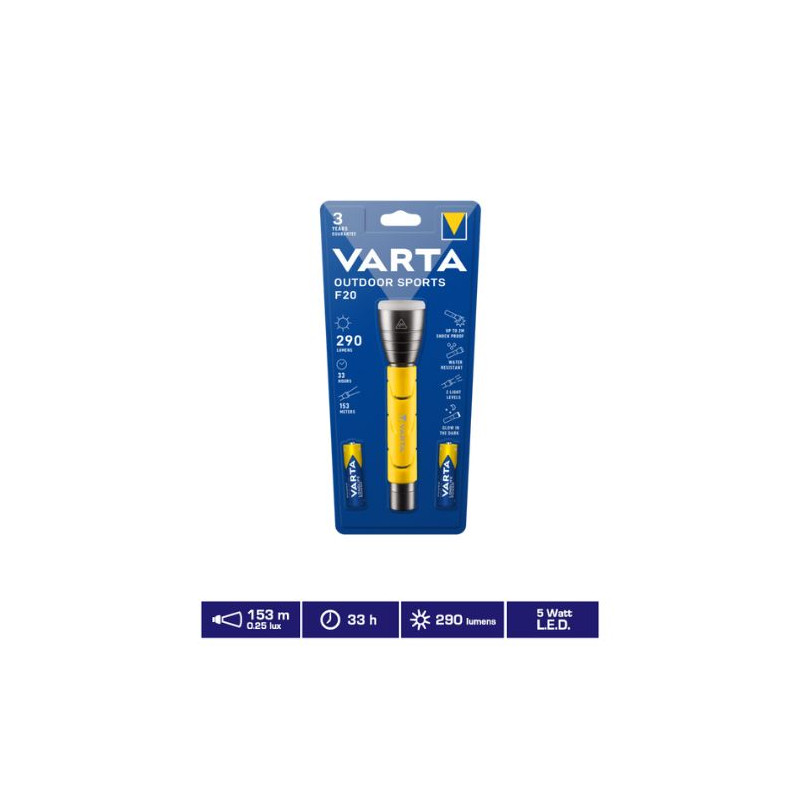 Linterna Profesional Line LED Outdoor Sports F20 5w 290Lm (Funciona con 2 pilas AA incluidas) VARTA