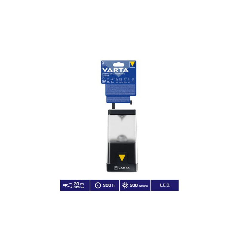 Linterna LED Outdoor H30R RECARGABLE Camping 500Lm Híbrida (Puede funcionar con 3 pilas AAA) VARTA