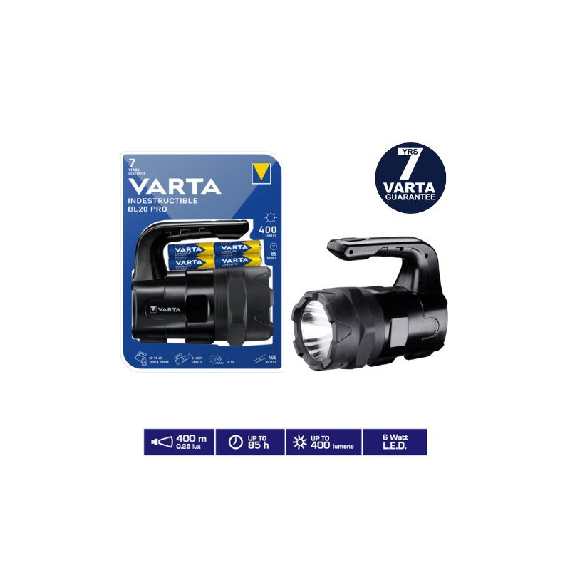 Linterna Indestructible BL20 Pro LED 6W 400Lm (Funciona con 6 pilas AA incluidas) IP54 VARTA