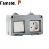 Mecanismo superficie estanco Serie GARDEN Conmutador 10A+Base 16A-220V TT IP55 FAMATEL / 9