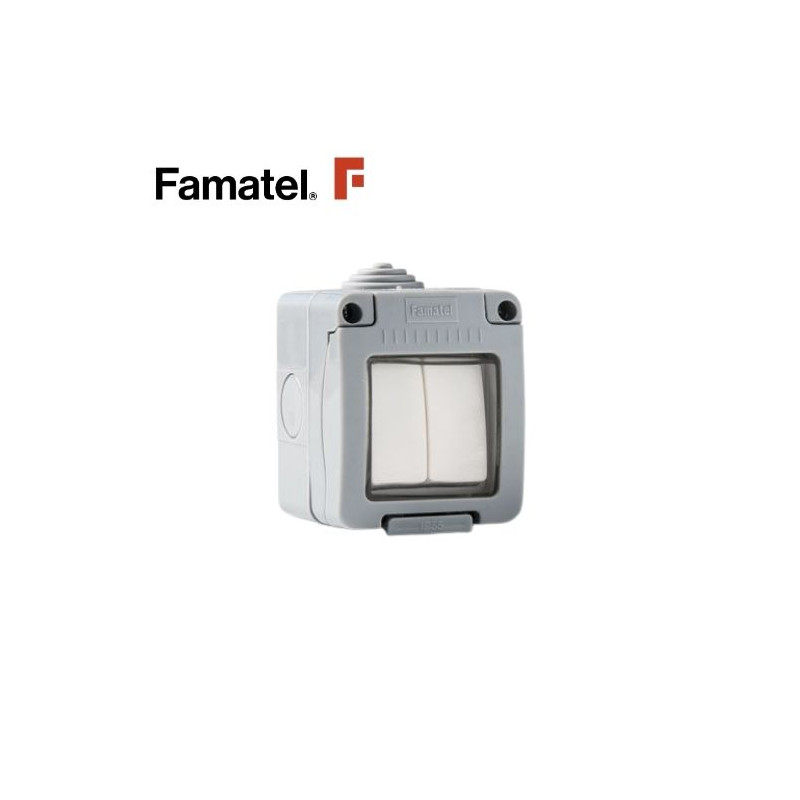 Mecanismo superficie estanco Serie GARDEN Conmutador doble 10A-220V IP55 FAMATEL / 8