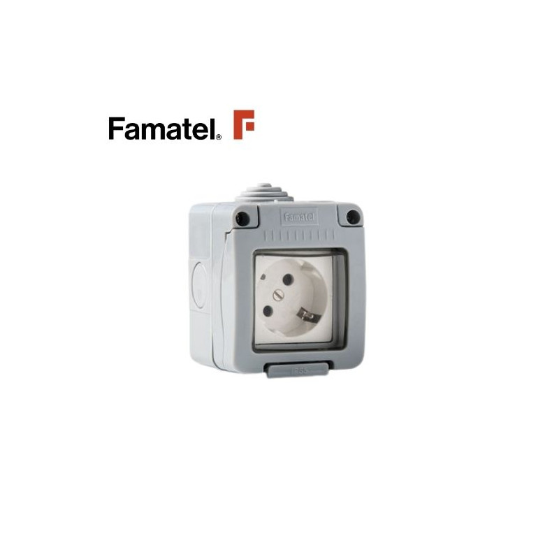 Mecanismo superficie estanco Serie GARDEN Base 16A-220V TT IP55 FAMATEL / 8