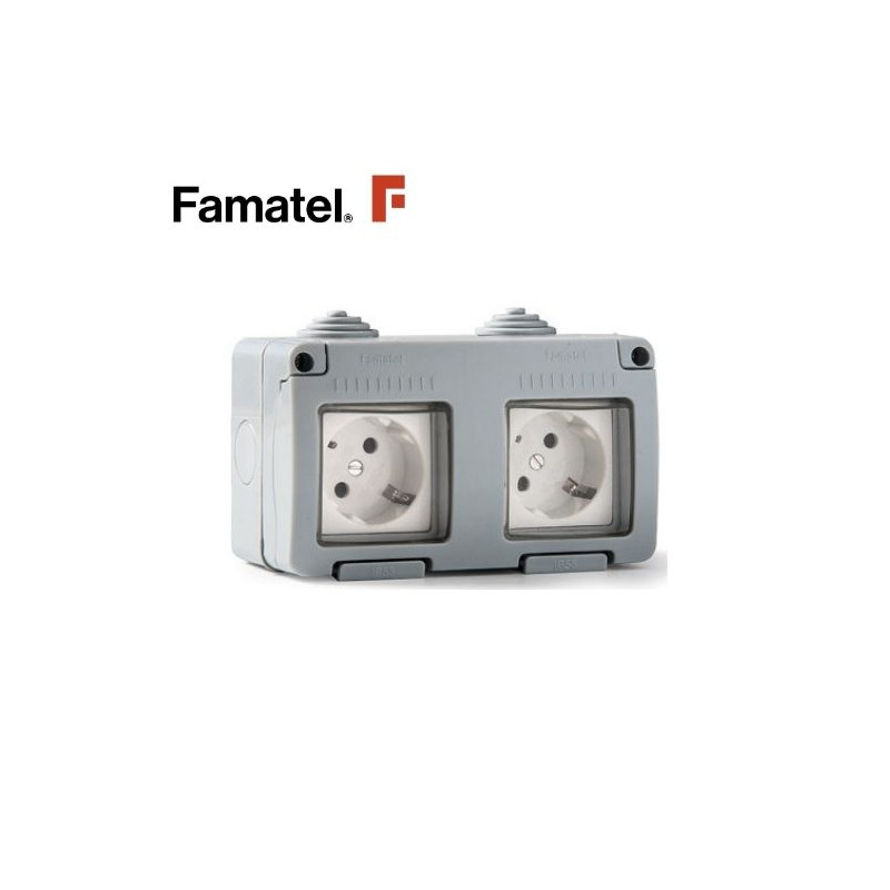 Mecanismo superficie estanco Serie GARDEN Base doble 16A-220V TT IP55 FAMATEL / 9