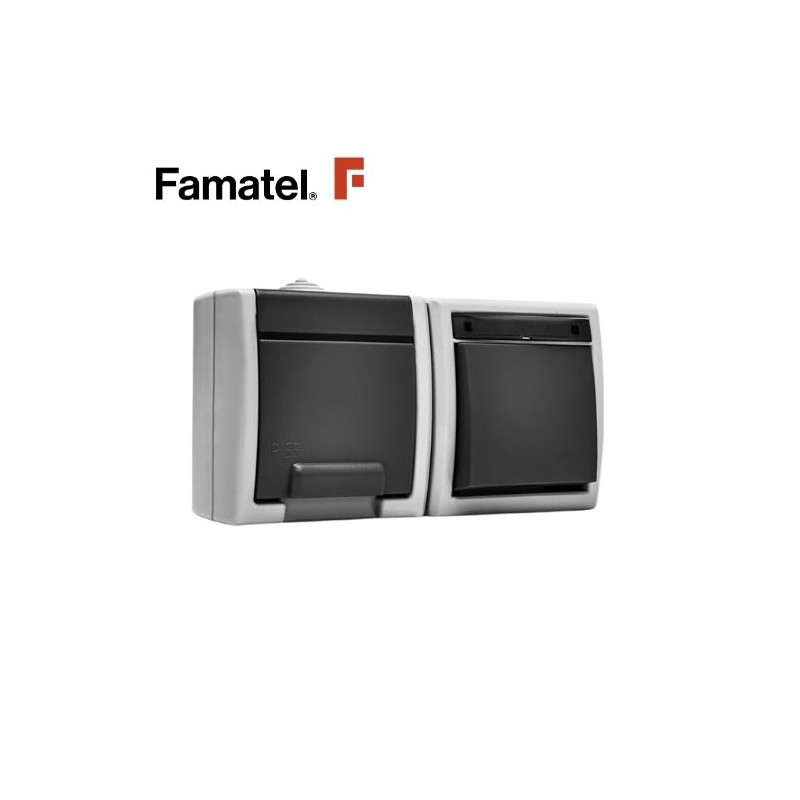 Mecanismo superficie estanco Serie AQUANT Conmutador + Base TT 16A IP55 FAMATEL / 10