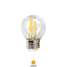 Bombilla Esférica LED E27 4w 3000K 450Lm FILAMENTO 220V ECONÓMICA SILVER C10 UUS
