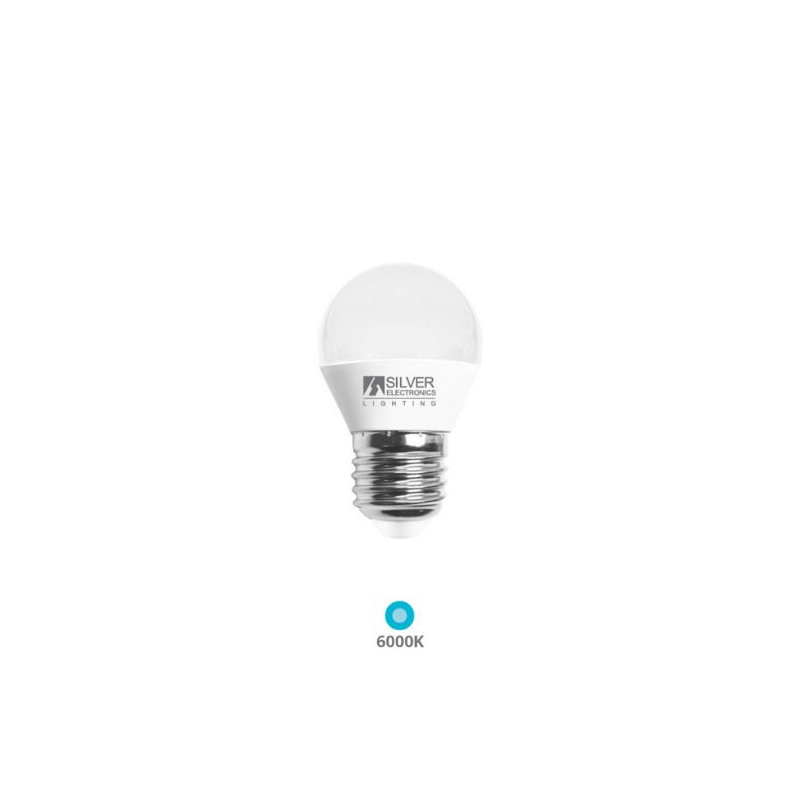 Bombilla Esférica LED E27 7w 6000K 600Lm 220V ECONÓMICA SILVER C10