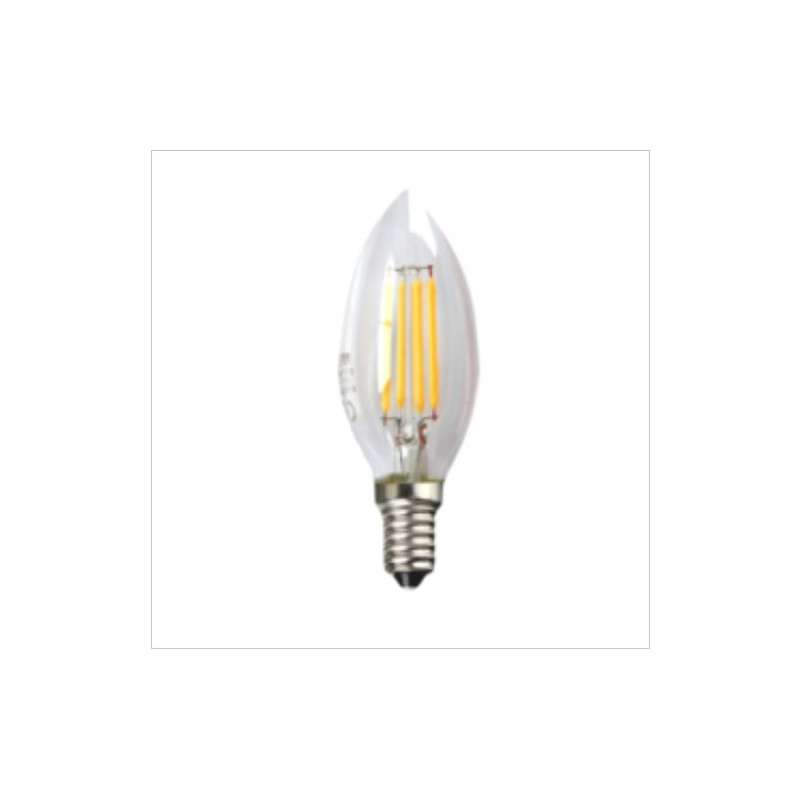 Bombilla Vela LED E14 4w 3000K 450 Lm Diámetro Filamento ECONÓMICA SILVER C10 UUS