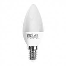 Bombilla Vela LED E14 5w 6000K 380Lm ECONÓMICA SILVER C10 UUS