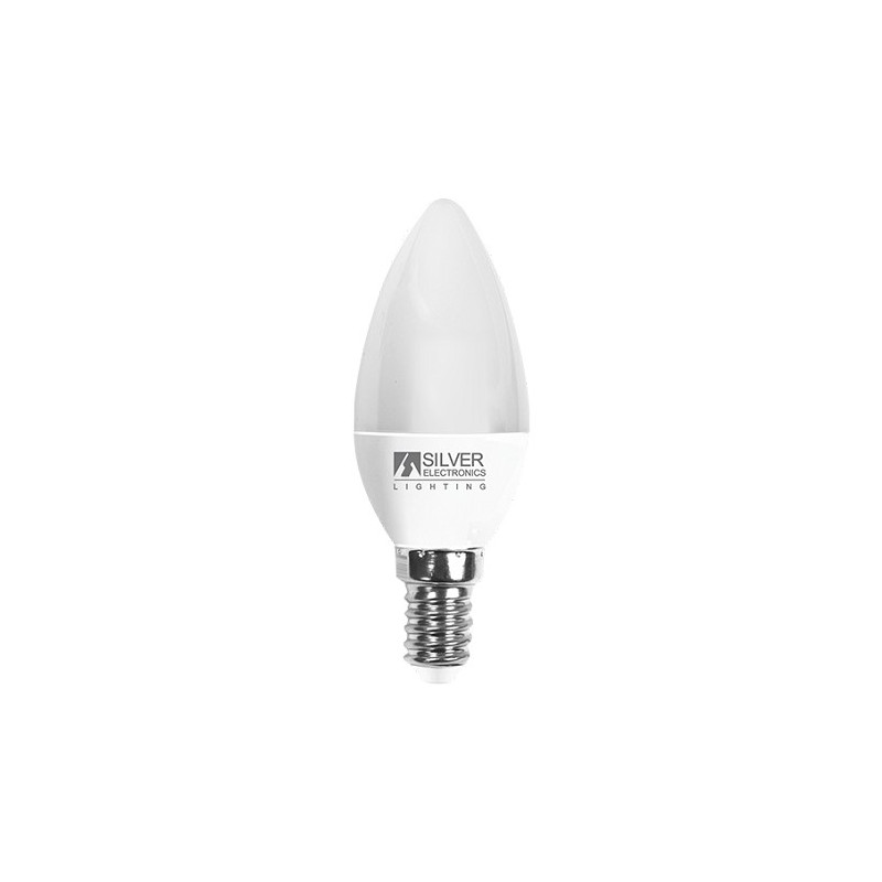 Bombilla Vela LED E14 5w 6000K 380Lm ECONÓMICA SILVER C10 UUS