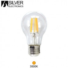 Bombilla Estándar LED E27 6w 3000K 700Lm Filamento Transparente 220V ECONÓMICA SILVER C10 UUS