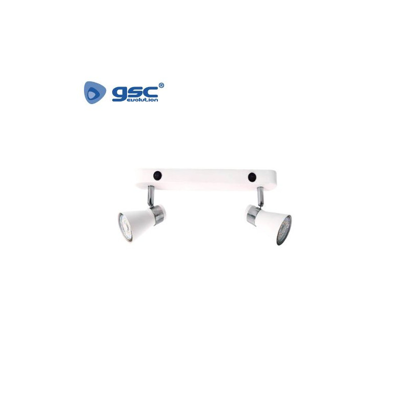 Foco techo/pared doble lineal GU10 con interruptor Blanco Serie Selna GSC C1/20