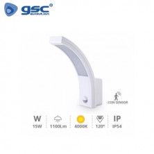 Aplique de pared LED 15w 4000K 1100Lm Blanco / Sensor / Regulable HAVASU IP54 GSC UUS