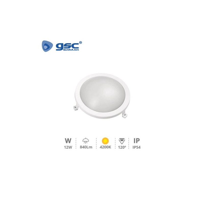 Aplique de pared LED 12w 4200K Exterior Blanco Redondo HITRA IP54 GSC C1/24 UUS