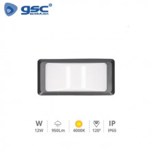 Aplique de pared LED 12w 4000K 950Lm Exterior Gris ANTHE ABS+PC IP65 GSC /20