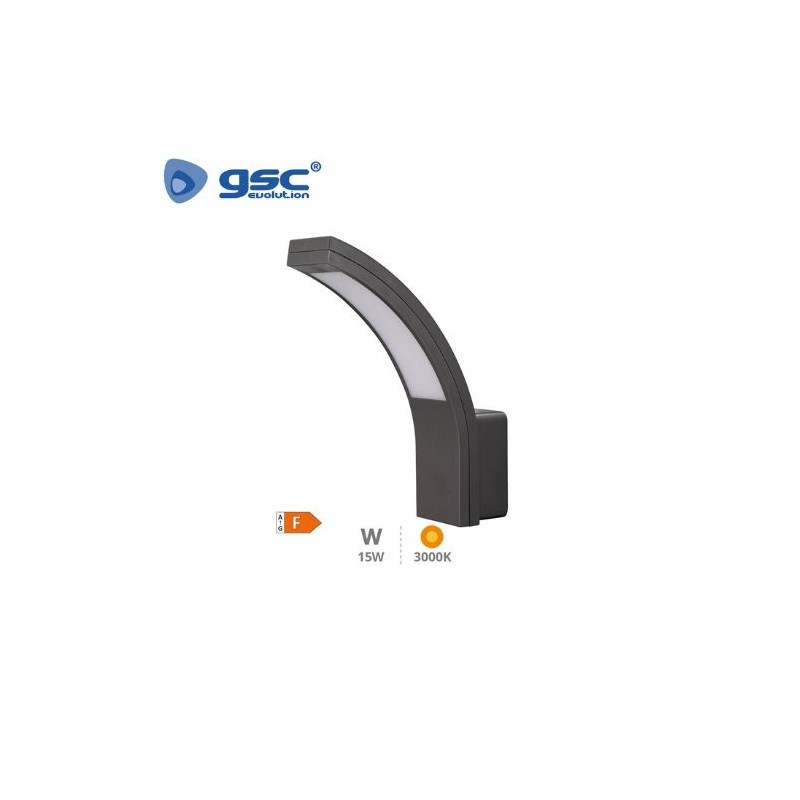 Aplique de pared LED 15w 3000K 1100Lm Exterior Gris Antracita IP65 PADUM GSC C1/20