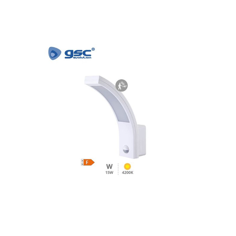 Aplique de pared LED 15w 4200K 1100Lm Blanco con sensor de movimento TEGAR IP54 GSC C1/20