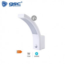 Aplique de pared LED 15w 6000K 1100Lm Blanco / Sensor TEGAR IP54 GSC C1/20
