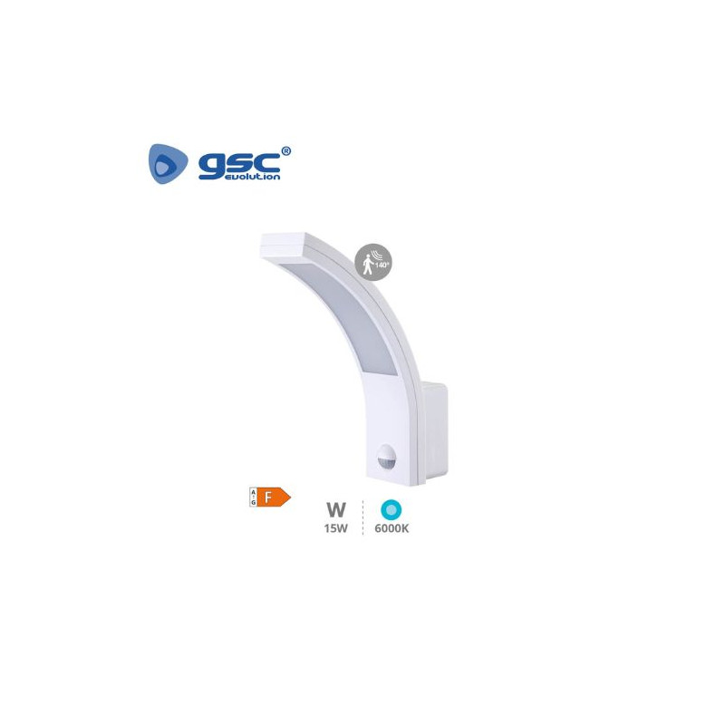 Aplique de pared LED 15w 6000K 1100Lm Blanco / Sensor TEGAR IP54 GSC C1/20