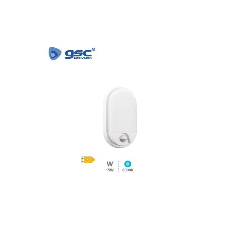 Aplique de pared LED 15w 6000K Ovalado Sensor Movimiento IP54 Blanco DOKO GSC C1/20