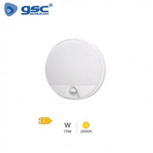Aplique de pared LED 15w 4000K Redondo Sensor Movimiento IP54 Blanco DOKO GSC C1/10