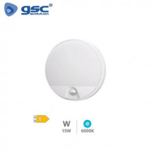 Aplique de pared LED 15w 6000K Redondo Sensor Movimiento IP54 Blanco DOKO GSC C1/10