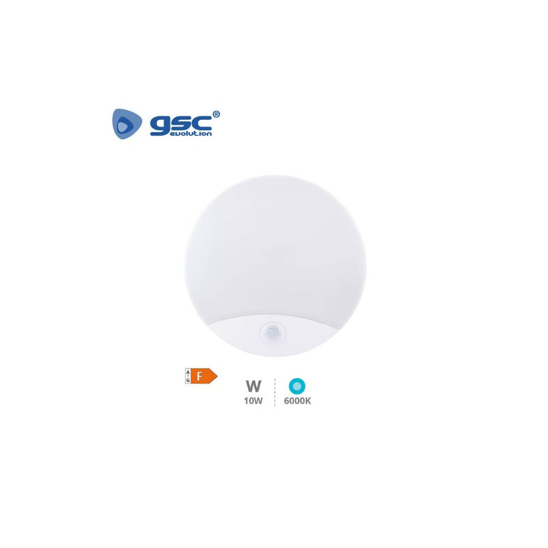 Aplique LED 10w 6000K Redondo Blanco Sensor Luz emergencia 1050Lm GSC C1/10