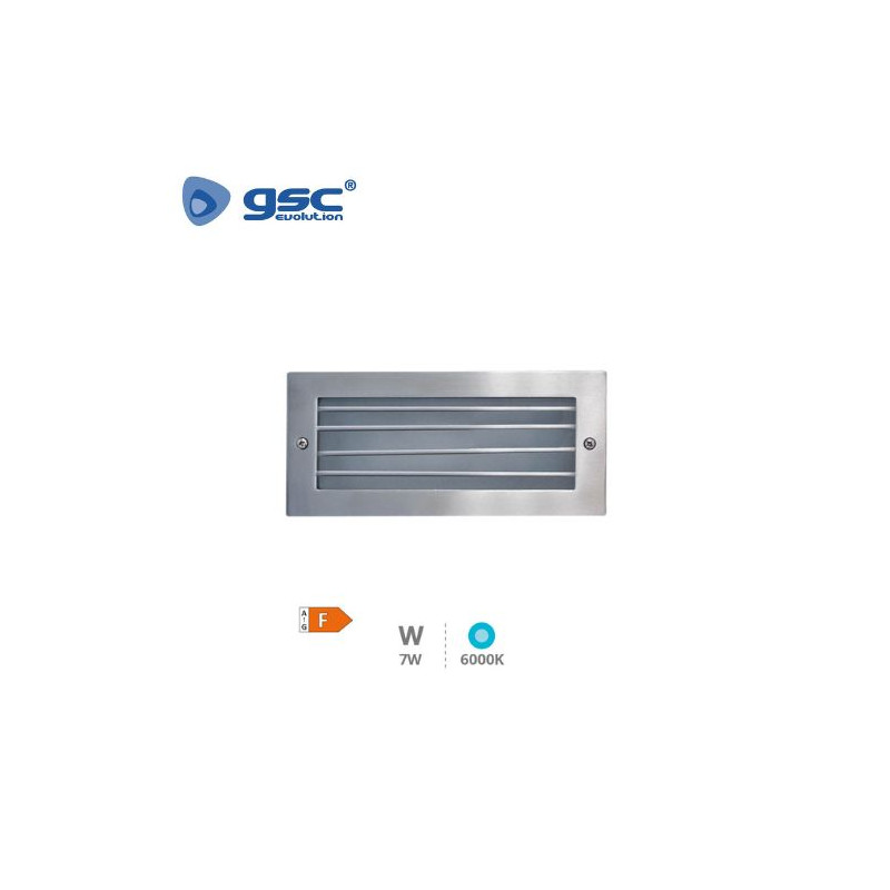 Aplique de pared LED 7w 6000K Rectangular con rejilla Níquel EMPOTRABLE Durgi GSC C1/20