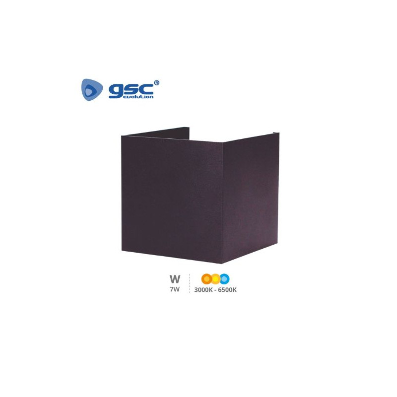 Aplique de pared LED Pinda cuadrado apertura de luz regulable 7W 3000-4000-6000K Gris antracita GSC