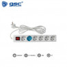 Base 6 Tomas TT 3x1,5mm 3 metros de cable con interruptor Blanca (B) GSC C1/15