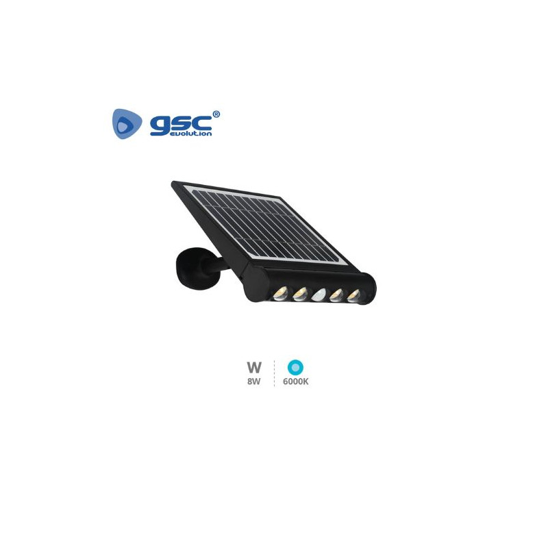 Aplique Solar LED 8w 6000K Sensor Movimiento/Crespuscular IP65 Negro Tombua GSC C1/12
