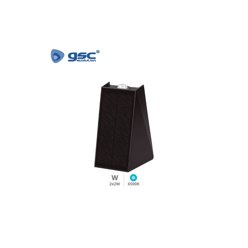 Aplique solar LED 2x2w 6500K 70Lm IP54 Negro Jankia GSC C1/30