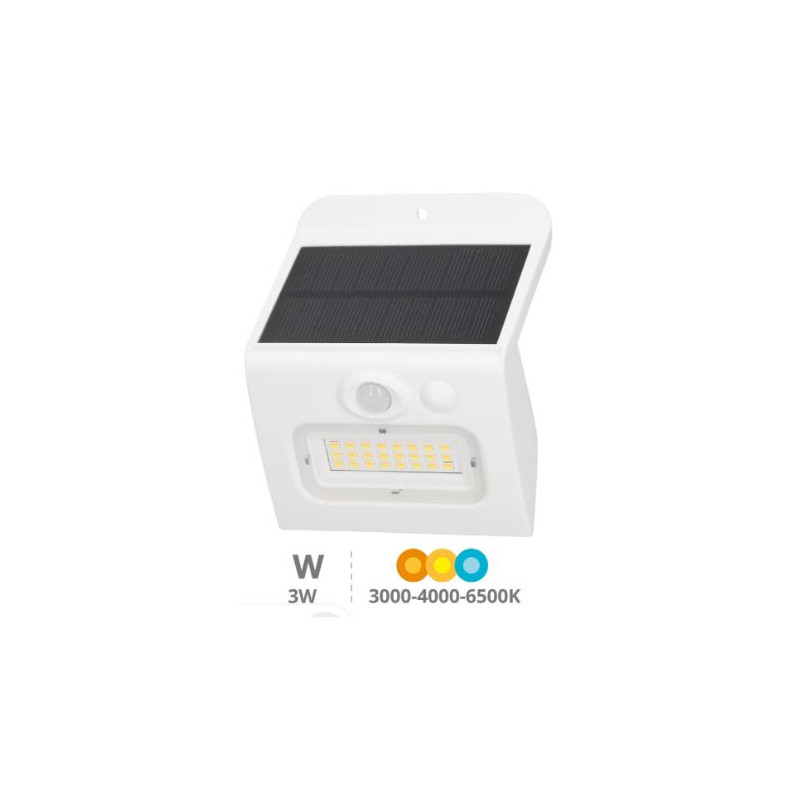 Aplique solar LED 3w CCT Tono de luz ajustable 350Lm Sensor Movi./Crepuscular IP54 Blanco Egoda GSC