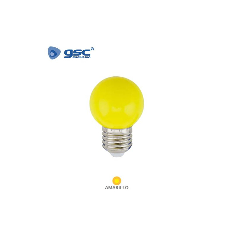Bombilla LED esférica 1W E27 Amarillo GSC C10/100