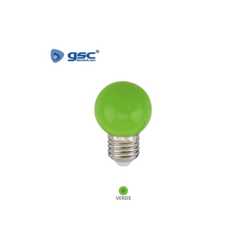 Bombilla LED esférica 1W E27 Verde GSC C10/100
