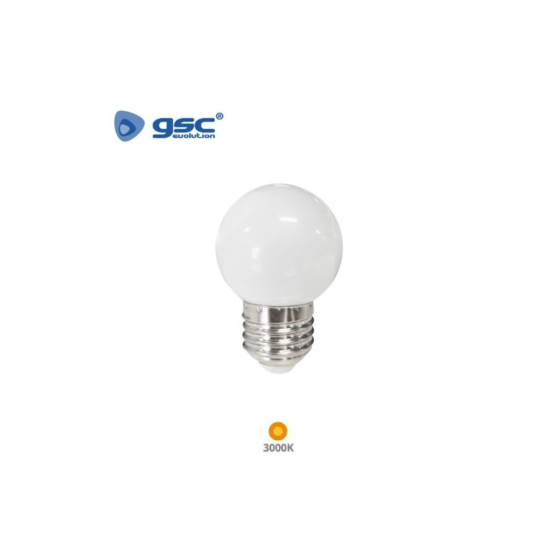 Bombilla LED esférica 1W E27 3000K Difusor Blanco GSC C10/100
