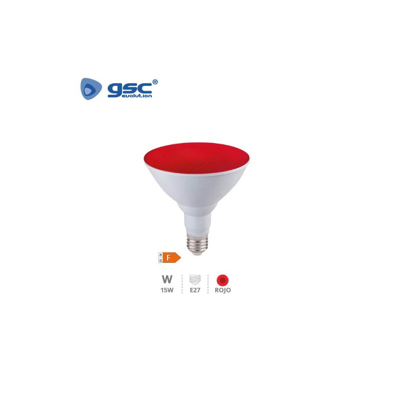 Bombilla PAR38 LED 15W E27 Rojo 1200Lm IP65 GSC C5/30