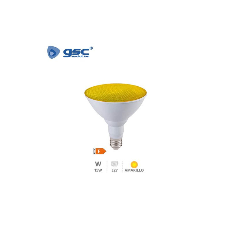 Bombilla PAR38 LED 15W E27 Amarillo 1200Lm IP65 GSC C5/30