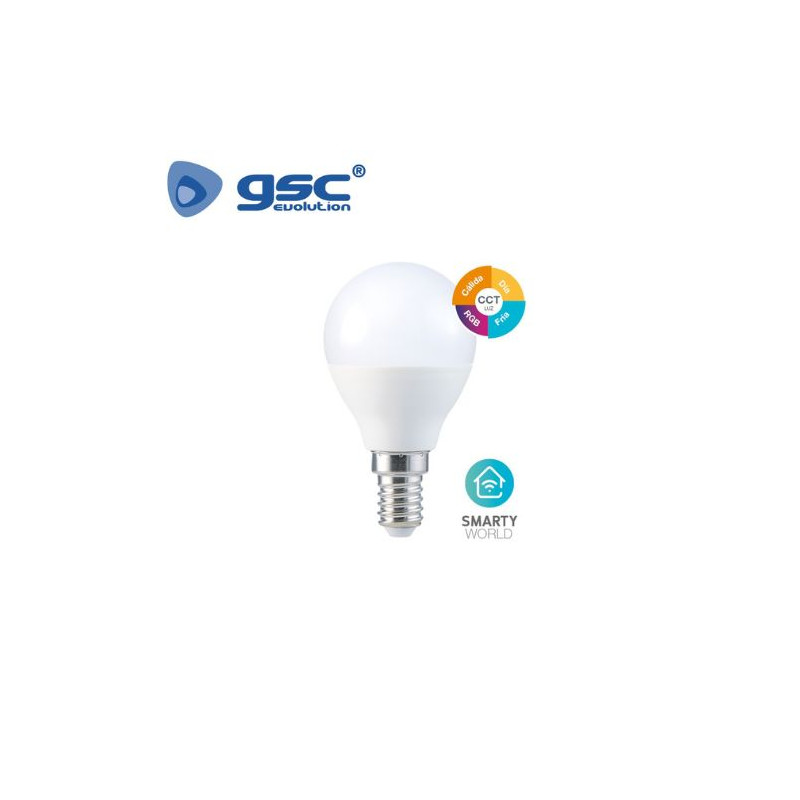 Bombilla Esférica LED REGULABLE E14 4,5w Inteligente RGB + CTT 470Lm 220V GSC C10/100