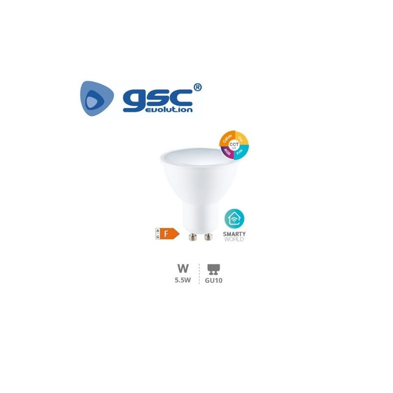 Bombilla Dicróica LED GU10 REGULABLE Inteligente 5,5w RGB + CTT 400Lm 220V GSC C10/100