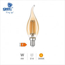 Bombilla Vela LED E14 4w 2500K 400 Lm Filamento Soplo de viento Vintage GSC C10/100